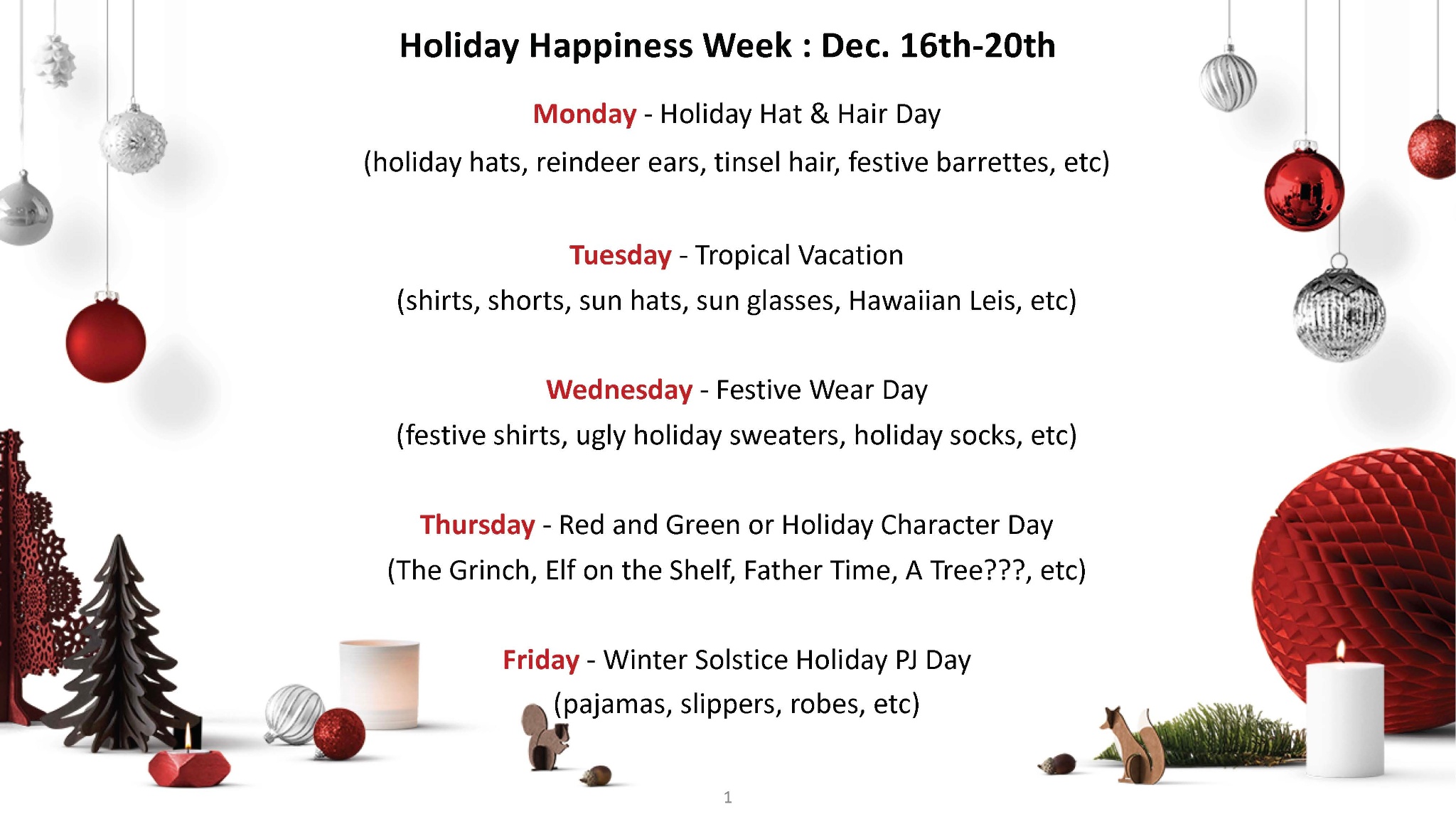 Holiday Happiness Parent Information